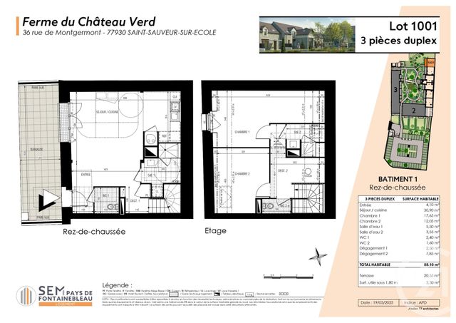 Appartement F3 à vendre - 3 pièces - 88,10 m2 - St Sauveur Sur Ecole - 77 - ILE-DE-FRANCE