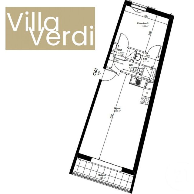 Appartement F2 &agrave; vendre - 2 pi&egrave;ces - 46,73 m2 - Champs Sur Marne - 77 - ILE-DE-FRANCE