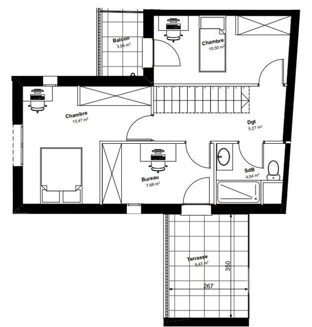 Appartement Duplex &agrave; vendre - 4 pi&egrave;ces - 82,71 m2 - Champs Sur Marne - 77 - ILE-DE-FRANCE