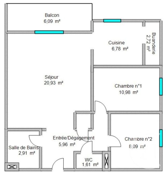 Appartement T3 &agrave; vendre - 3 pi&egrave;ces - 59,98 m2 - Montpellier - 34 - LANGUEDOC-ROUSSILLON