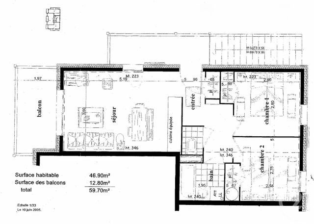 Appartement F3 &agrave; vendre - 3 pi&egrave;ces - 45,07 m2 - Les Houches - 74 - RHONE-ALPES