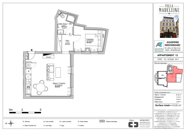 Appartement T2 à louer - 2 pièces - 43,81 m2 - Nimes - 30 - LANGUEDOC-ROUSSILLON