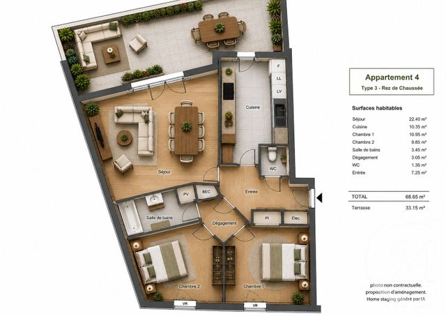 Appartement T3 &agrave; vendre - 3 pi&egrave;ces - 68,85 m2 - Nantes - 44 - PAYS-DE-LOIRE