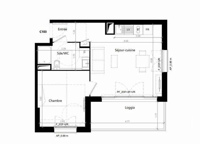 Appartement F2 à vendre - 2 pièces - 41,65 m2 - Villenave D Ornon - 33 - AQUITAINE