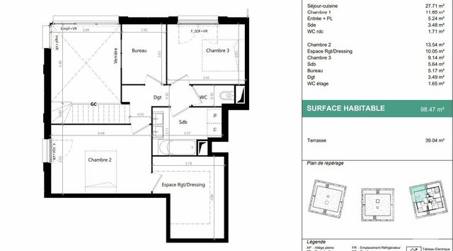 Appartement F4 à vendre - 4 pièces - 99,67 m2 - Villenave D Ornon - 33 - AQUITAINE