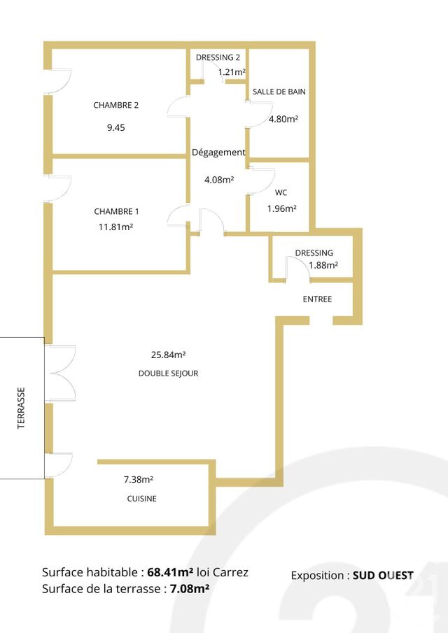 Appartement F3 &agrave; vendre - 3 pi&egrave;ces - 69 m2 - Antony - 92 - ILE-DE-FRANCE