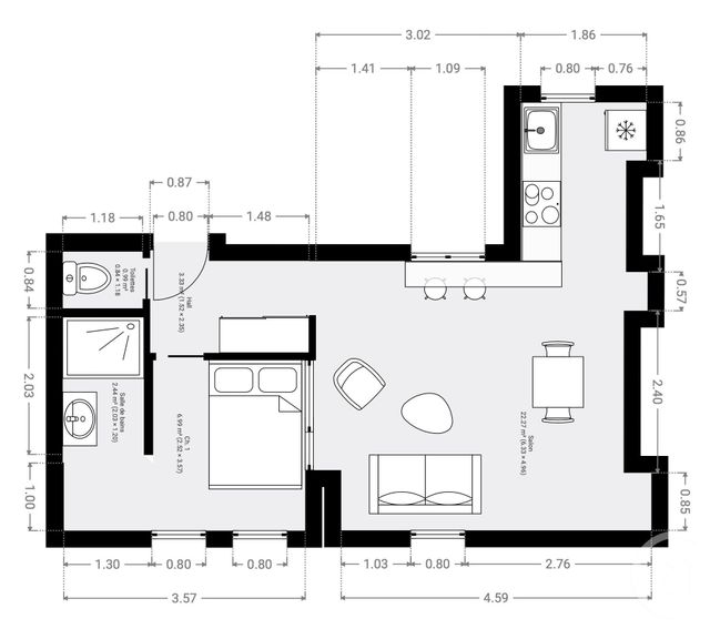 Appartement T2 à vendre - 2 pièces - 39 m2 - Paris - 75006 - ILE-DE-FRANCE
