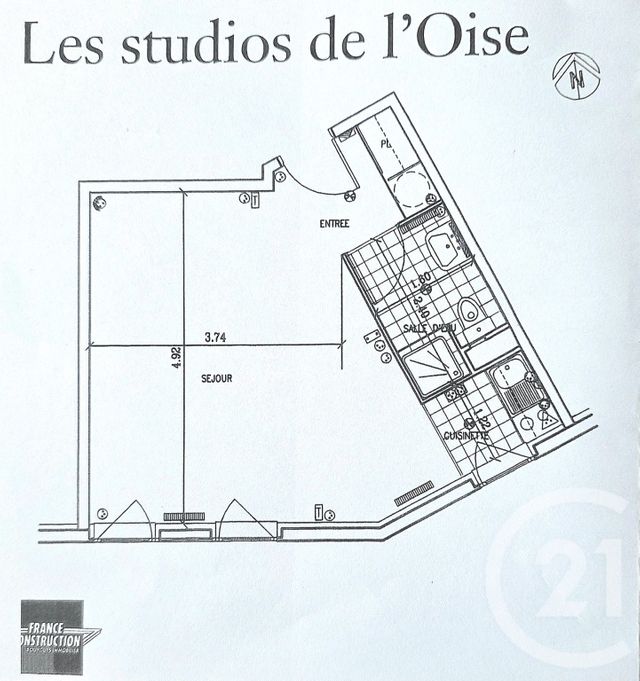 Appartement F1 &agrave; vendre - 1 pi&egrave;ce - 29,95 m2 - St Ouen L Aumone - 95 - ILE-DE-FRANCE