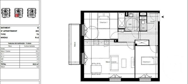 Appartement F3 à vendre - 3 pièces - 62 m2 - Vitre - 35 - BRETAGNE