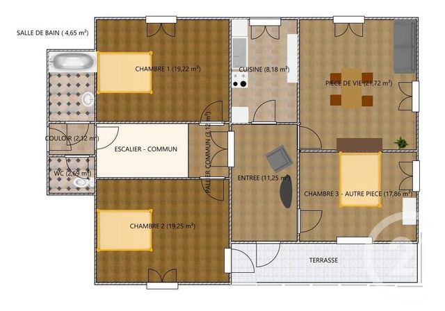 Appartement T4 à vendre - 4 pièces - 107,78 m2 - Ille Sur Tet - 66 - LANGUEDOC-ROUSSILLON