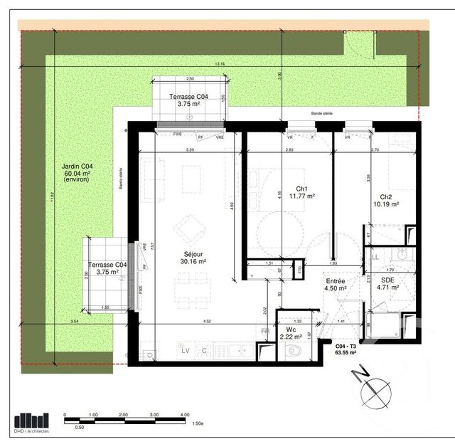 Appartement F3 à vendre - 3 pièces - 63,55 m2 - Douvres La Delivrande - 14 - BASSE-NORMANDIE