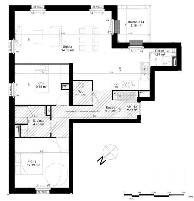 Appartement F3 à vendre - 3 pièces - 74,47 m2 - Douvres La Delivrande - 14 - BASSE-NORMANDIE