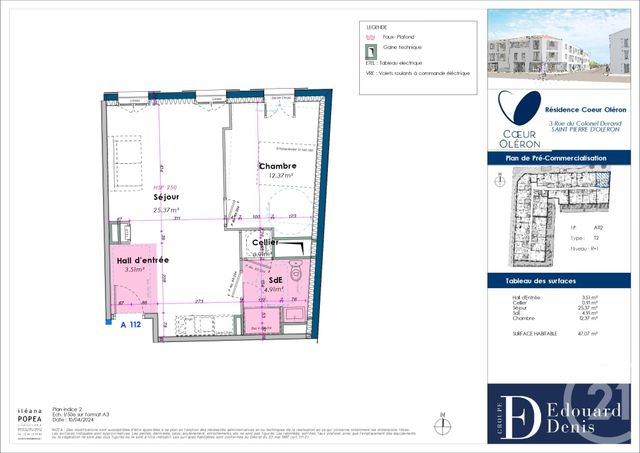 Appartement F2 à vendre - 2 pièces - 47,07 m2 - St Pierre D Oleron - 17 - POITOU-CHARENTES