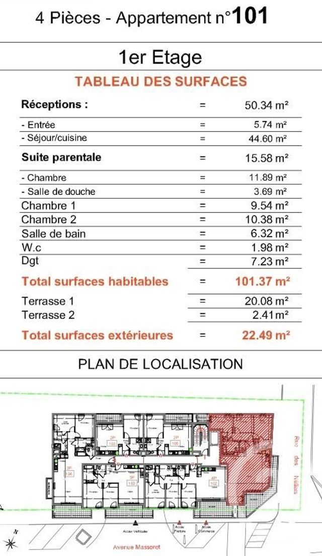 Appartement T4 à vendre - 4 pièces - 101,40 m2 - Cagnes Sur Mer - 06 - PROVENCE-ALPES-COTE-D-AZUR