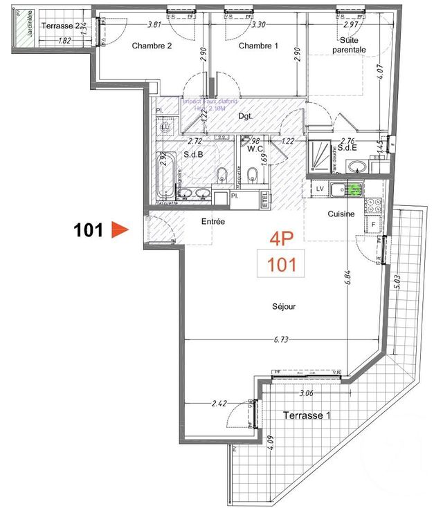Appartement T4 à vendre - 4 pièces - 101,40 m2 - Cagnes Sur Mer - 06 - PROVENCE-ALPES-COTE-D-AZUR