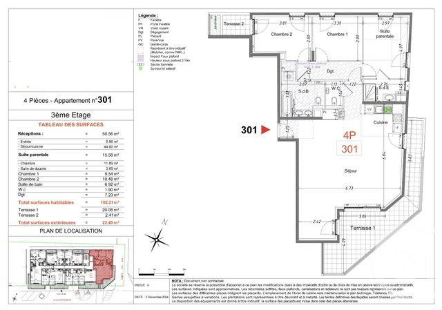 Appartement F4 &agrave; vendre - 4 pi&egrave;ces - 101,37 m2 - Cagnes Sur Mer - 06 - PROVENCE-ALPES-COTE-D-AZUR