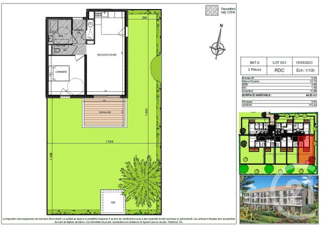 Appartement T2 à vendre - 2 pièces - 46,93 m2 - Antibes - 06 - PROVENCE-ALPES-COTE-D-AZUR