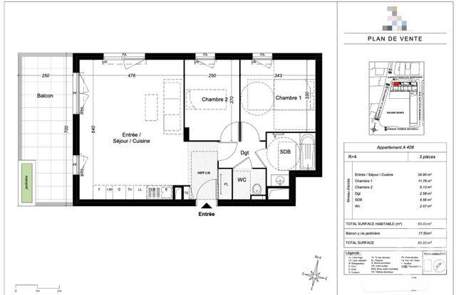 Appartement T3 à vendre - 3 pièces - 65,02 m2 - St Laurent Du Var - 06 - PROVENCE-ALPES-COTE-D-AZUR