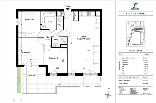 Appartement T4 à vendre - 4 pièces - 78,10 m2 - St Laurent Du Var - 06 - PROVENCE-ALPES-COTE-D-AZUR