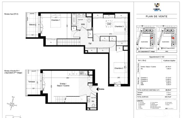 Appartement T4 à vendre - 4 pièces - 88,45 m2 - St Laurent Du Var - 06 - PROVENCE-ALPES-COTE-D-AZUR