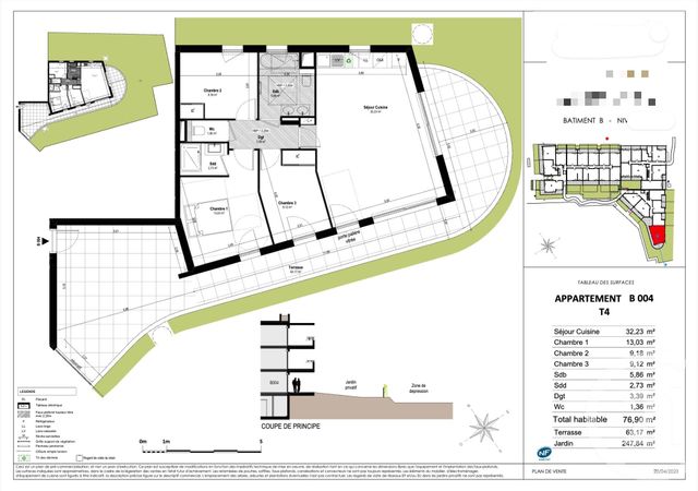 Appartement T4 &agrave; vendre - 4 pi&egrave;ces - 76,90 m2 - Villeneuve Loubet - 06 - PROVENCE-ALPES-COTE-D-AZUR