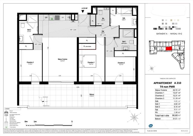 Appartement T4 à vendre - 4 pièces - 90,60 m2 - Villeneuve Loubet - 06 - PROVENCE-ALPES-COTE-D-AZUR