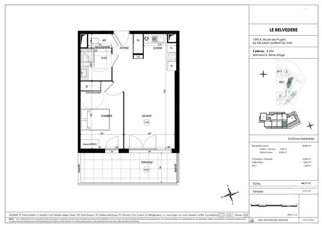 Appartement à vendre - 2 pièces - 44,37 m2 - St Laurent Du Var - 06 - PROVENCE-ALPES-COTE-D-AZUR