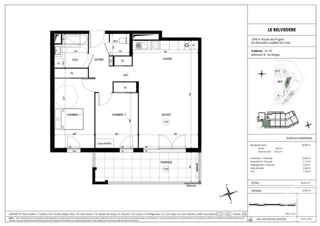 Appartement à vendre - 3 pièces - 66,60 m2 - St Laurent Du Var - 06 - PROVENCE-ALPES-COTE-D-AZUR