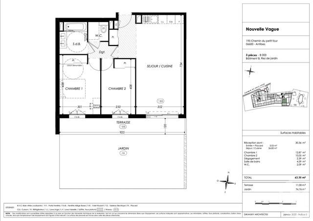 Appartement à vendre - 3 pièces - 62,35 m2 - Antibes - 06 - PROVENCE-ALPES-COTE-D-AZUR