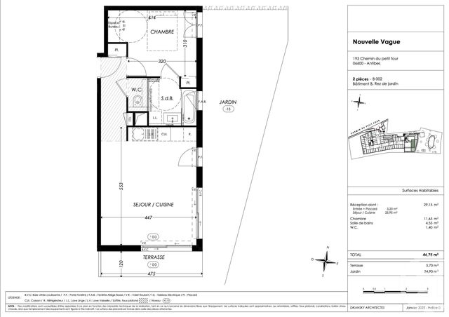 Appartement T2 à vendre - 2 pièces - 46,75 m2 - Antibes - 06 - PROVENCE-ALPES-COTE-D-AZUR