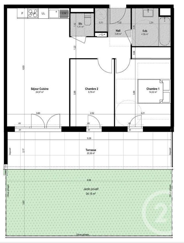 Appartement F3 à vendre - 3 pièces - 62,20 m2 - St Laurent Du Var - 06 - PROVENCE-ALPES-COTE-D-AZUR