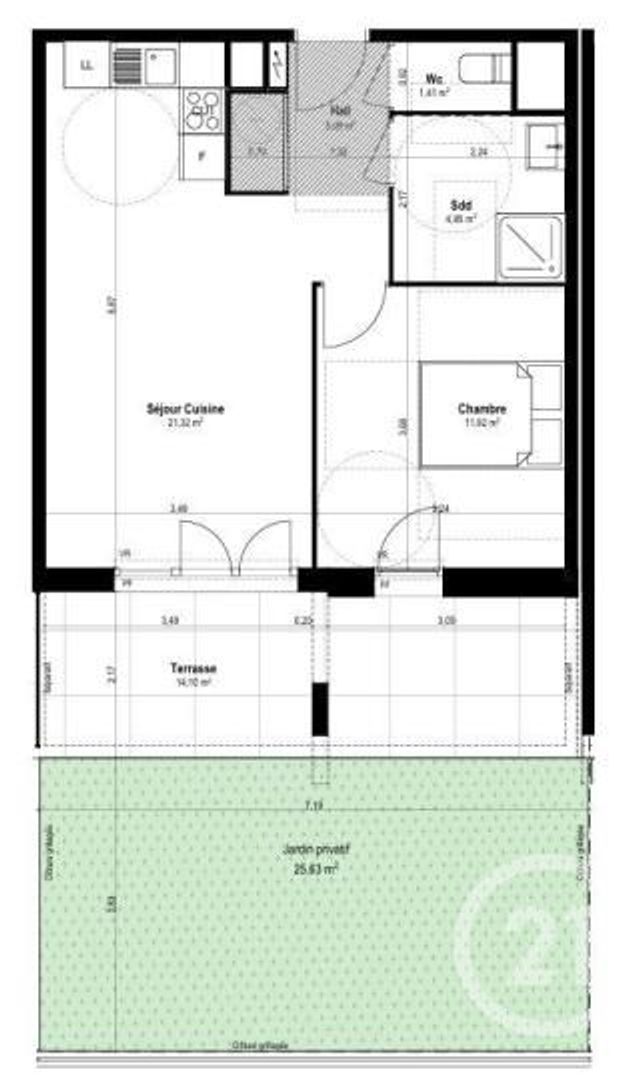 Appartement F2 à vendre - 2 pièces - 44,59 m2 - St Laurent Du Var - 06 - PROVENCE-ALPES-COTE-D-AZUR