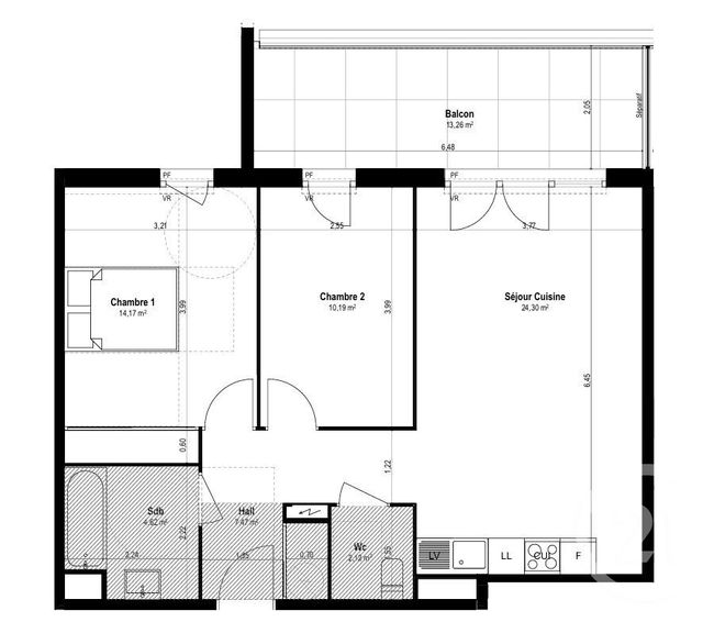 Appartement F2 à vendre - 2 pièces - 44,64 m2 - St Laurent Du Var - 06 - PROVENCE-ALPES-COTE-D-AZUR