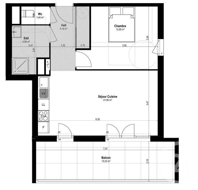 Appartement F3 à vendre - 2 pièces - 40 m2 - St Laurent Du Var - 06 - PROVENCE-ALPES-COTE-D-AZUR