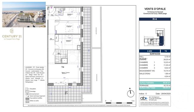 Appartement F4 à vendre - 4 pièces - 80,95 m2 - Cucq - 62 - NORD-PAS-DE-CALAIS