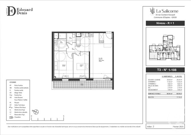 Appartement F3 &agrave; vendre - 3 pi&egrave;ces - 60,54 m2 - Etaples - 62 - NORD-PAS-DE-CALAIS