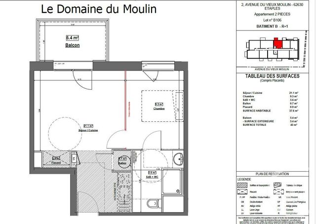 Appartement F2 &agrave; vendre - 2 pi&egrave;ces - 37,40 m2 - Etaples - 62 - NORD-PAS-DE-CALAIS