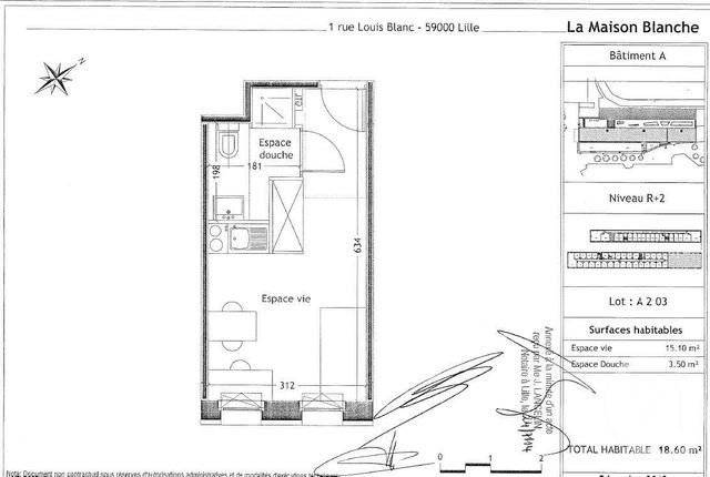 Appartement F1 &agrave; vendre - 1 pi&egrave;ce - 18,60 m2 - Lille - 59 - NORD-PAS-DE-CALAIS