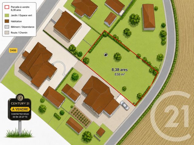 Terrain &agrave; vendre - 838 m2 - Lure - 70 - FRANCHE-COMTE