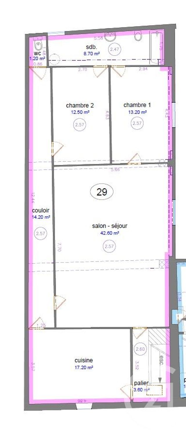 Appartement F5 à vendre - 5 pièces - 114,80 m2 - Nancy - 54 - LORRAINE