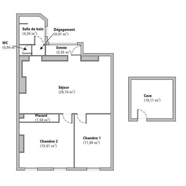 Appartement F3 &agrave; vendre - 3 pi&egrave;ces - 66,59 m2 - Nancy - 54 - LORRAINE