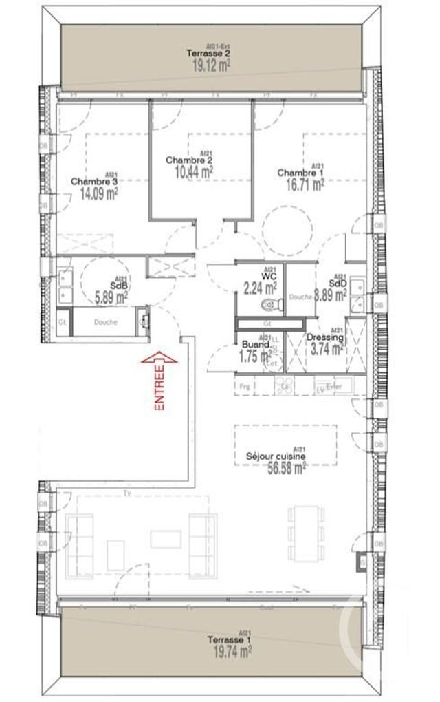 Appartement T4 &agrave; vendre - 4 pi&egrave;ces - 115 m2 - Le Touquet Paris Plage - 62 - NORD-PAS-DE-CALAIS