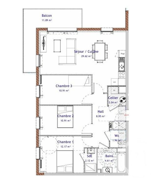 Appartement T4 &agrave; vendre - 4 pi&egrave;ces - 83,29 m2 - Boulogne Sur Mer - 62 - NORD-PAS-DE-CALAIS