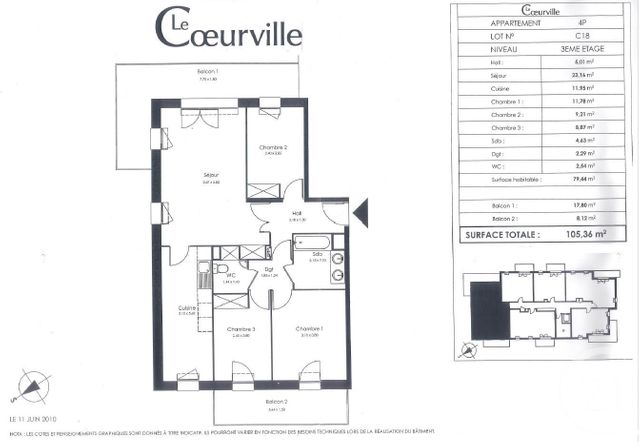 Appartement T4 &agrave; vendre - 4 pi&egrave;ces - 79,40 m2 - Croix - 59 - NORD-PAS-DE-CALAIS