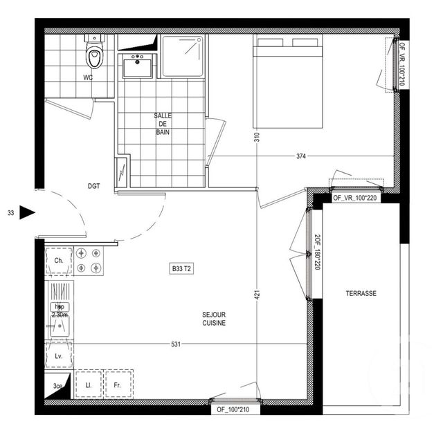 Appartement T2 &agrave; vendre - 2 pi&egrave;ces - 42,60 m2 - Faches Thumesnil - 59 - NORD-PAS-DE-CALAIS