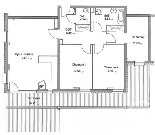 Appartement T4 &agrave; vendre - 4 pi&egrave;ces - 84,11 m2 - Croix - 59 - NORD-PAS-DE-CALAIS