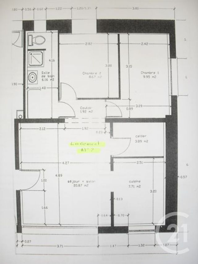 Appartement F3 &agrave; louer - 3 pi&egrave;ces - 60,69 m2 - Jallans - 28 - CENTRE