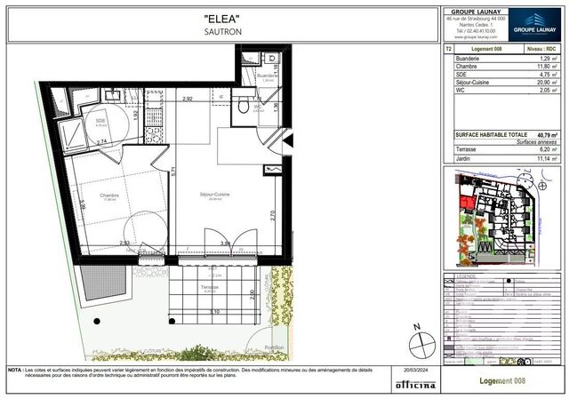 Appartement à vendre - 2 pièces - 40,79 m2 - Sautron - 44 - PAYS-DE-LOIRE