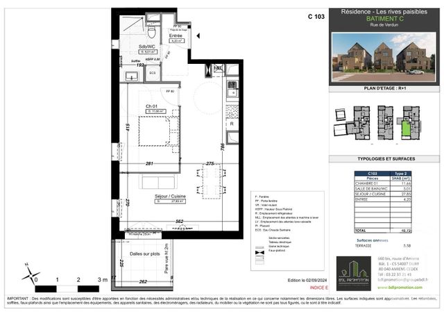 Appartement F2 à vendre - 2 pièces - 48,74 m2 - Amiens - 80 - PICARDIE
