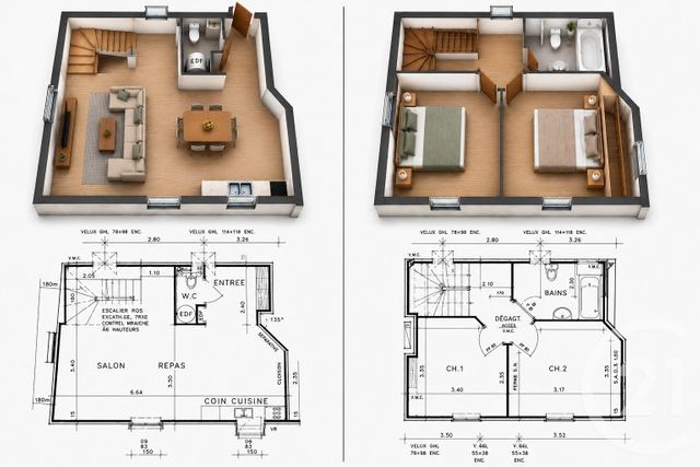 Appartement T3 &agrave; vendre - 3 pi&egrave;ces - 48,10 m2 - Theix Noyalo - 56 - BRETAGNE